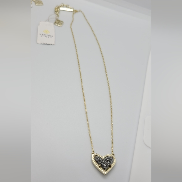 GOLD Platinum Drusy Ari Heart Necklace & Earrings - Picture 7 of 12